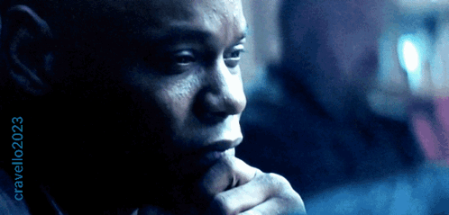 A Close Up Of A Man 'S Face With The Year 2023 On The Bottom Left GIF