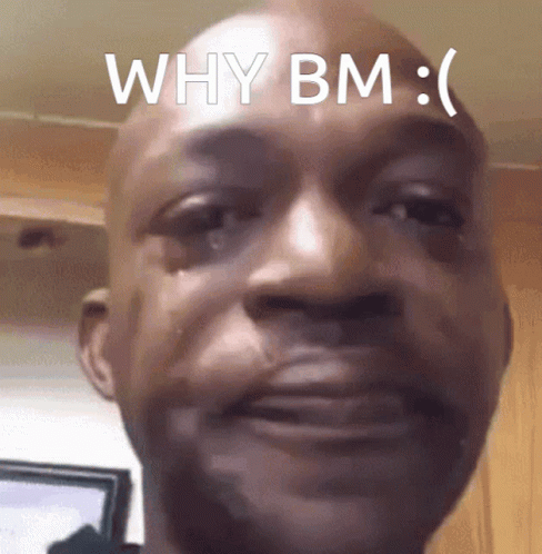 Close-Up Of Man's Face With Why Bm Text GIF