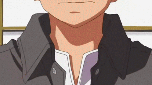 A Close Up Of A Man 'S Neck With A Black Jacket On GIF