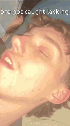 A Close Up Of A Man Sleeping With The Words Bro Got Caught Lacking Above Him GIF