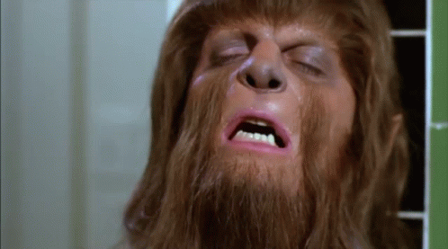 A Close Up Of A Man With A Beard And Pink Lipstick On His Face . GIF