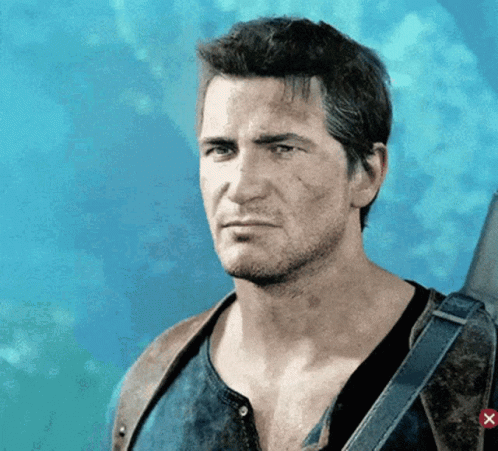 A Close Up Of A Man With An X In The Corner GIF