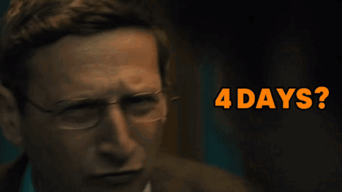 A Close Up Of A Man With Glasses And The Words 4 Days GIF