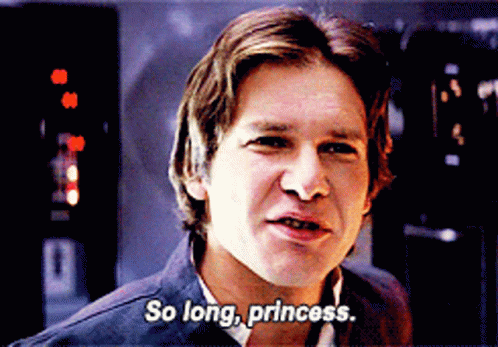 A Close Up Of A Man With The Words So Long Princess Written On His Face GIF