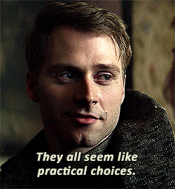 A Close Up Of A Man With The Words They All Seem Like Practical Choices Below Him GIF