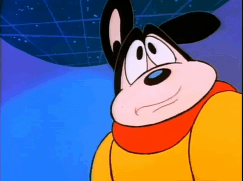 A Close Up Of A Mickey Mouse Cartoon Character Wearing A Yellow Jacket And A Red Scarf . GIF