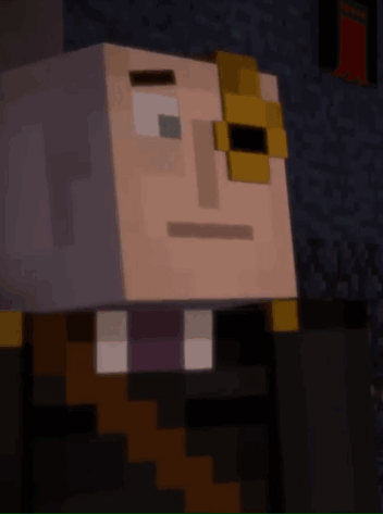 A Close Up Of A Minecraft Character 'S Head With A Yellow Eye GIF