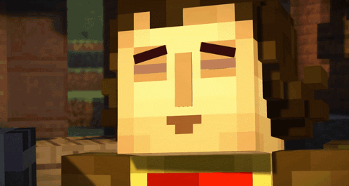 A Close Up Of A Minecraft Character With Brown Hair GIF