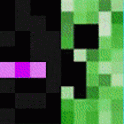 A Close Up Of A Minecraft Creeper And Enderman . GIF