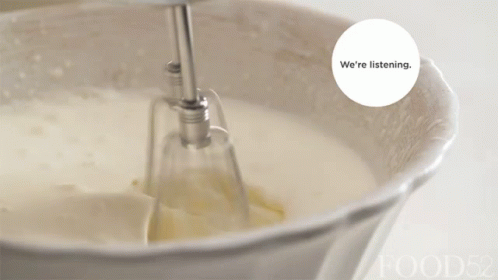 A Close Up Of A Mixer With The Words " We 'Re Listening " Next To It GIF