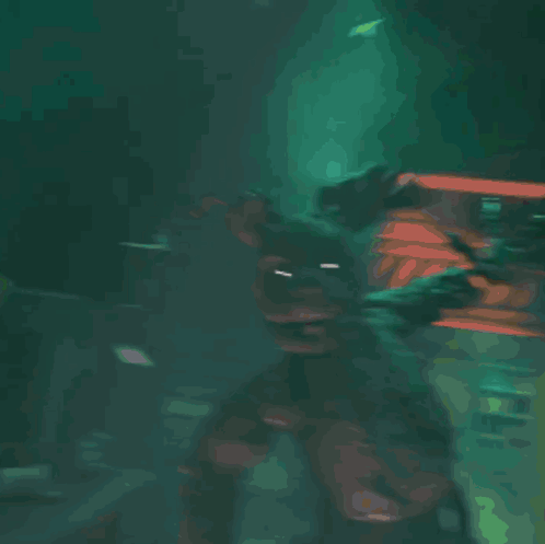 a close up of a monster 's eye with a light shining through it