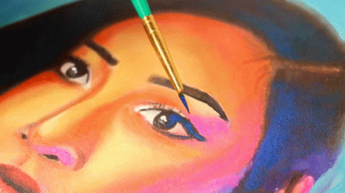 A Close Up Of A Painting Of A Man 'S Eye GIF