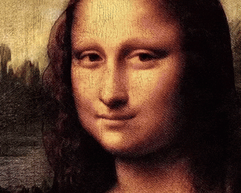 A Close Up Of A Painting Of A Woman With Long Hair GIF