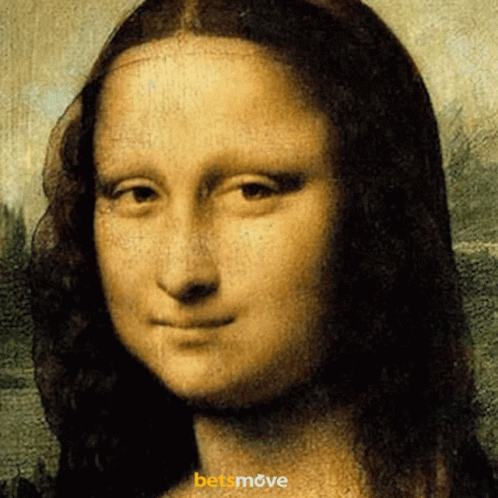 A Close Up Of A Painting Of A Woman With The Words Betsmove Below It GIF