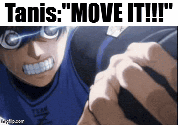 A Close Up Of A Person Holding A Ball With The Words " Tanis Move It !!! " GIF