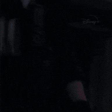A Close Up Of A Person Holding A Gun With Disney + Written On The Bottom GIF