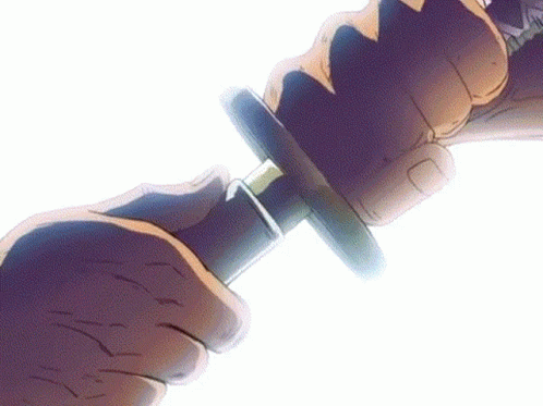 A Close Up Of A Person Holding A Sword GIF