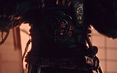A Close Up Of A Person 'S Armor With A Circular Design GIF