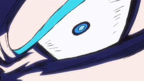 A Close Up Of A Person 'S Eye With Blue Hair GIF