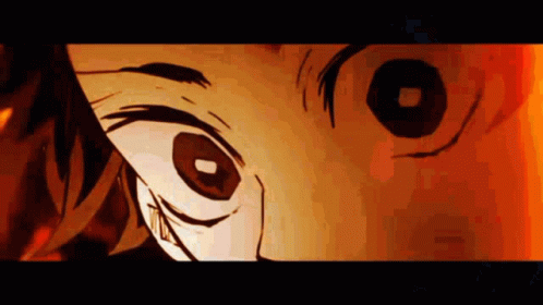 A Close Up Of A Person 'S Eyes In A Cartoon With A Red Background . GIF