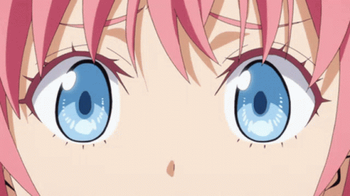 A Close Up Of A Person 'S Eyes With Pink Hair GIF