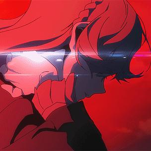 A Close Up Of A Person 'S Face In A Red Background GIF