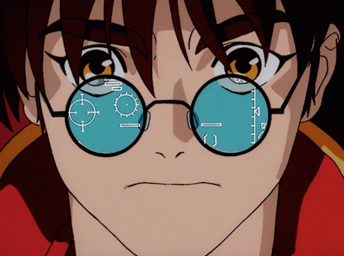 A Close Up Of A Person 'S Face Wearing Glasses With A Target On Them GIF