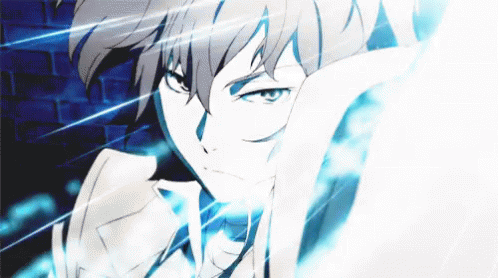A Close Up Of A Person 'S Face With A Blue Light Behind Him GIF