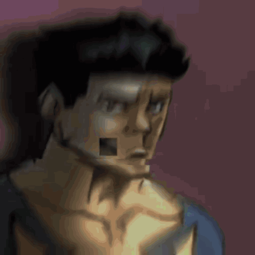 A Close Up Of A Person 'S Face With A Blue Sky Behind Them GIF