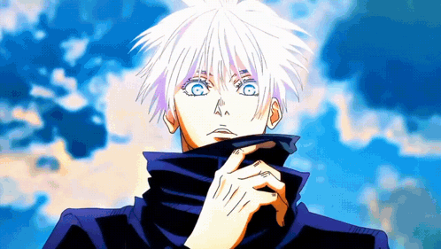 A Close Up Of A Person 'S Face With A Blue Sky In The Background GIF