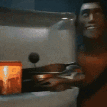 A Close Up Of A Person 'S Face With A Can Of Coca Cola In The Background GIF