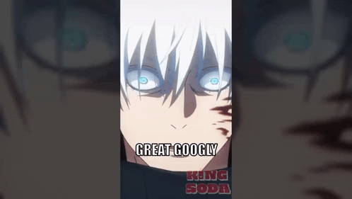 A Close Up Of A Person 'S Face With A Caption That Says `` Great Googly '' GIF