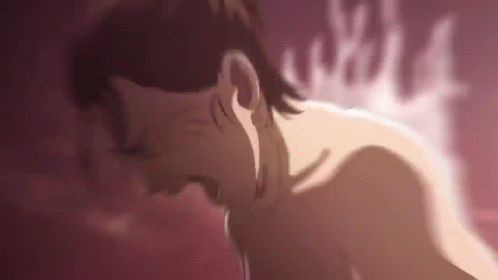 A Close Up Of A Person 'S Face With A Flame Behind It . GIF