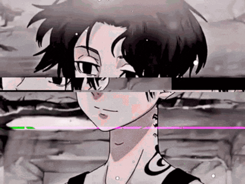 A Close Up Of A Person 'S Face With A Glitch Effect . GIF
