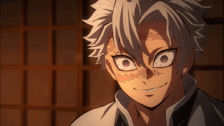 A Close Up Of A Person 'S Face With A Gray Haired Anime Character Making A Funny Face . GIF