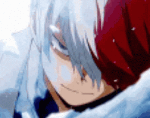 A Close Up Of A Person 'S Face With A Red And White Hair . GIF