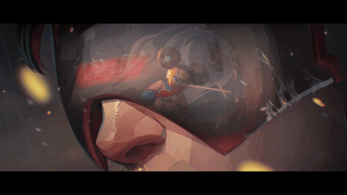 A Close Up Of A Person 'S Face With A Reflection Of A Teddy Bear In It GIF