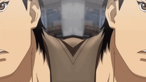 a close up of a person 's face with a reflection of another person