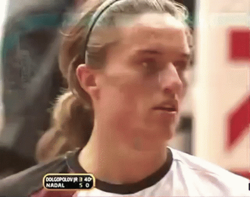 A Close Up Of A Person 'S Face With A Score Of 3 To 0 GIF
