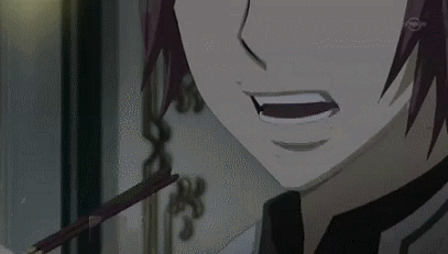 A Close Up Of A Person 'S Face With A Sword In His Mouth . GIF