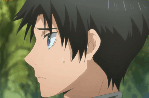 A Close Up Of A Person 'S Face With A Tear Coming Out Of His Eye GIF