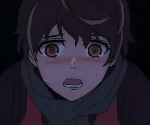 A Close Up Of A Person 'S Face With A Tear Coming Out Of Their Mouth GIF