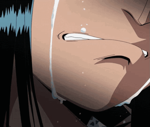 A Close Up Of A Person 'S Face With A Tear Running Down It GIF