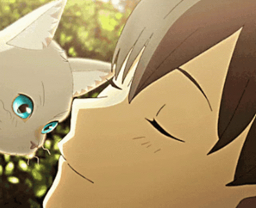 A Close Up Of A Person 'S Face With A White Cat On It GIF