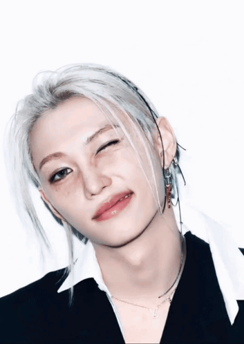 A Close Up Of A Person 'S Face With A Wink On Their Face GIF