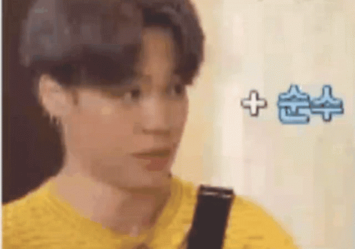 A Close Up Of A Person 'S Face With A Yellow Shirt And A Black Strap . GIF