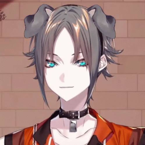 A Close Up Of A Person 'S Face With Blue Eyes And A Choker GIF