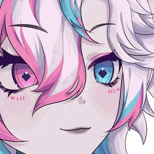 a close up of a person 's face with blue eyes