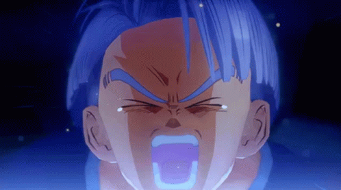 A Close Up Of A Person 'S Face With Blue Hair GIF