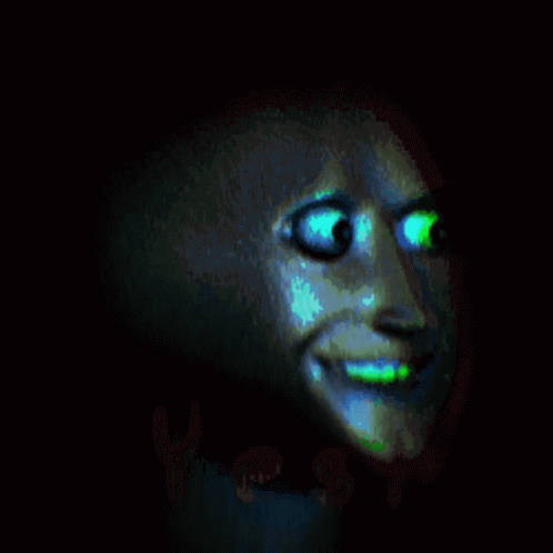 A Close Up Of A Person 'S Face With Glowing Eyes In The Dark GIF